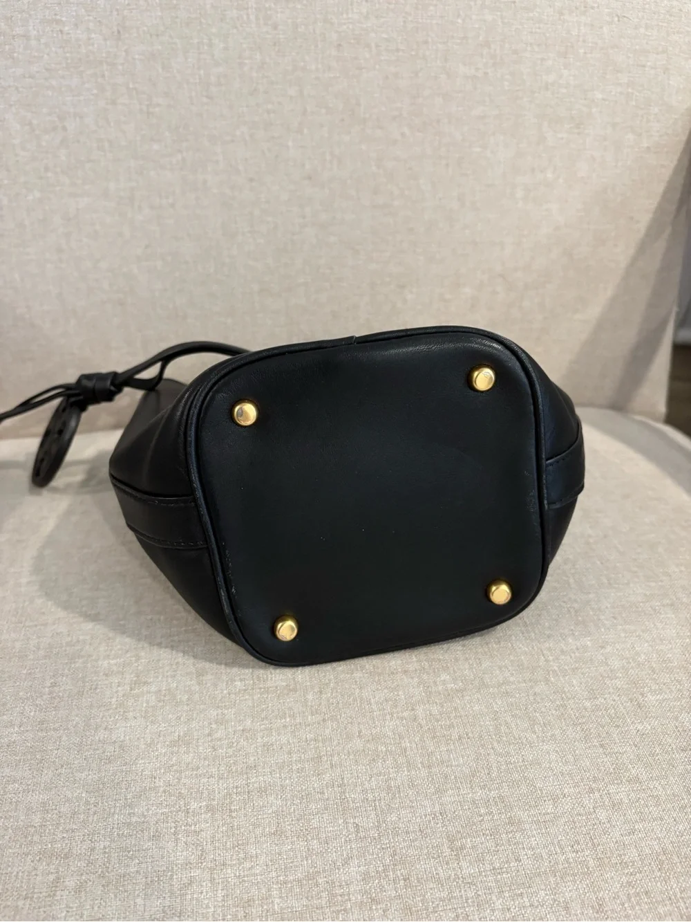 Tory Burch Black Leather Mini Miller Bucket bag